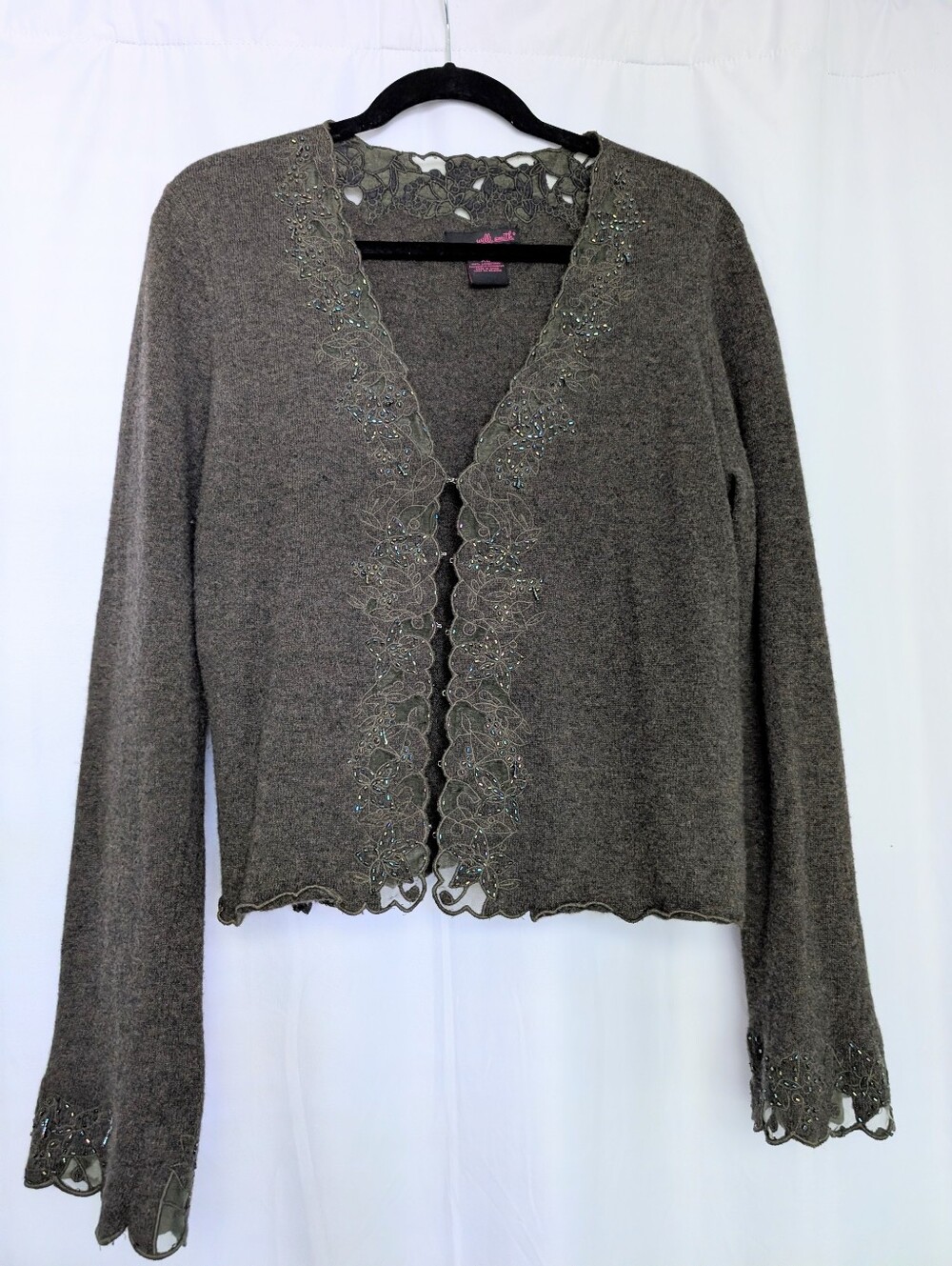 Vintage Willi Smith Embellished Women's Cardigan - Olive Green